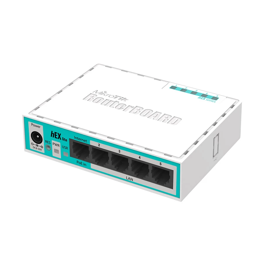 Mikrotik RB750r2 hEX lite 850MHz, 5 Port, 64 MB RAM Router OS4