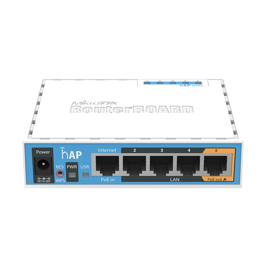 Mikrotik RB951Ui-2nD hap 650 MHz CPU,64MB RAM,5-10/100 Ethernet ports,2.4GHz AP Wireless Router